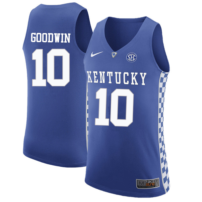 Men Kentucky Wildcats #10 Archie Goodwin College Basketball Jerseys-Blue